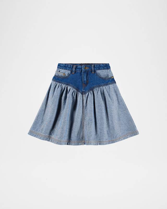 Girl's Becca Two-Tone Denim Mini Skirt, Size 7-16